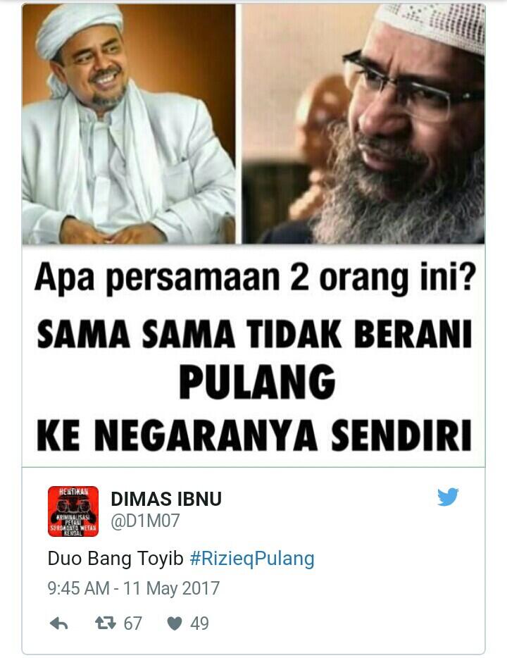 Tak Pulang-pulang dari Arab, Tagar 'Rizieq Pulang!' Bergema

