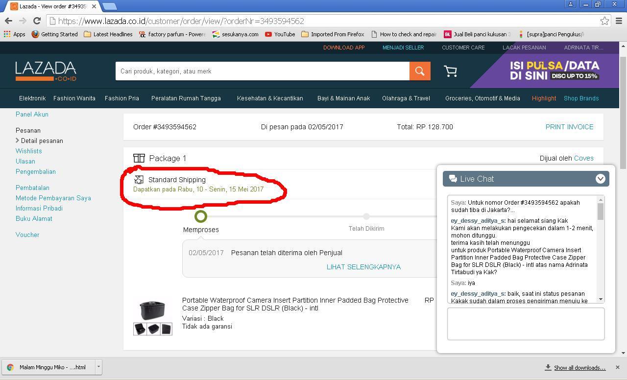 PERBINCANGAN DENGAN CUSTOMER SERVICE LAZADA