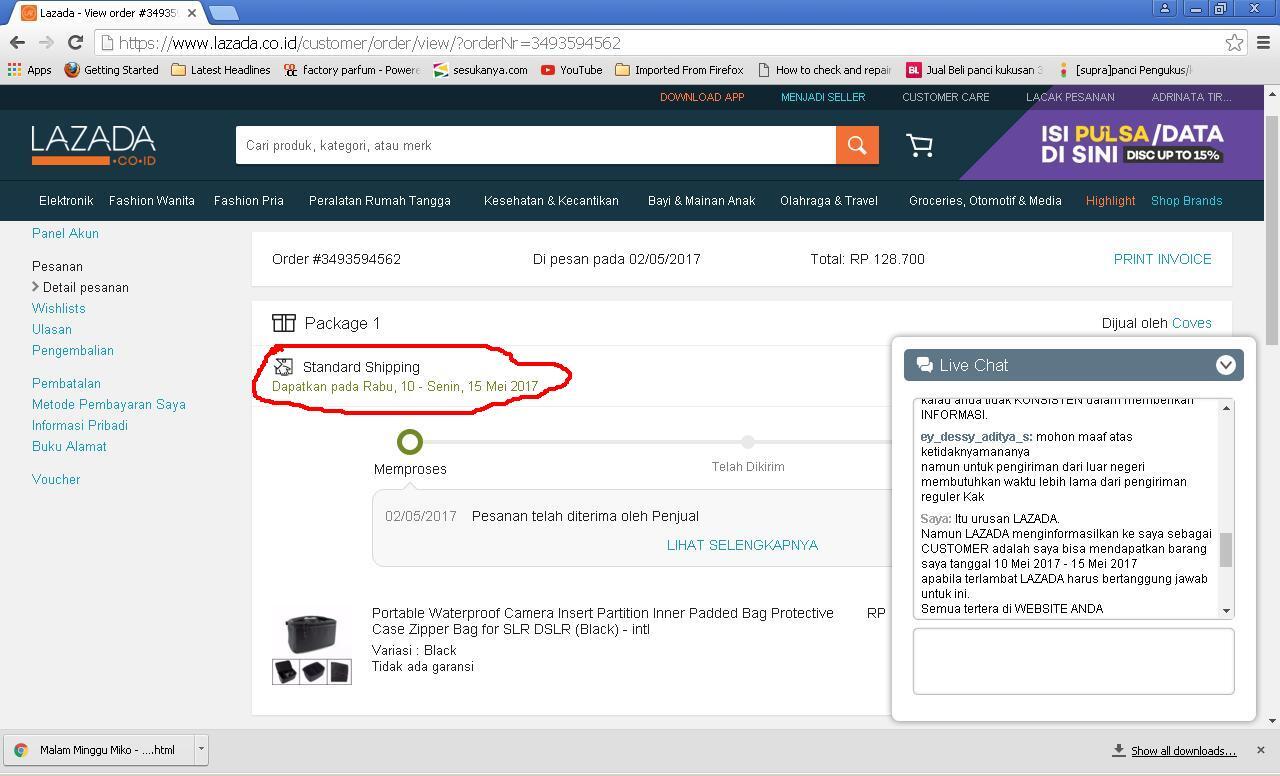 PERBINCANGAN DENGAN CUSTOMER SERVICE LAZADA