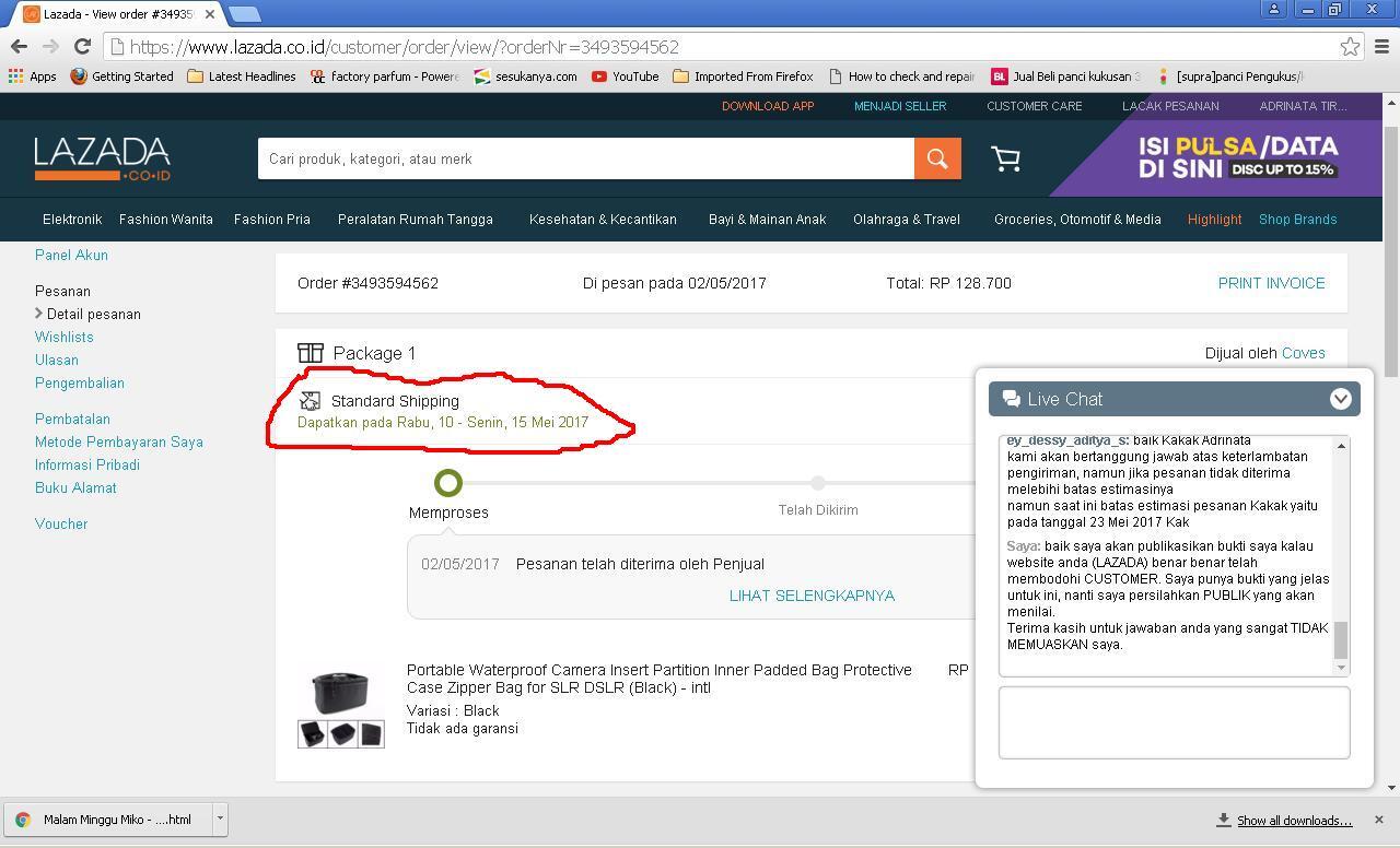 PERBINCANGAN DENGAN CUSTOMER SERVICE LAZADA