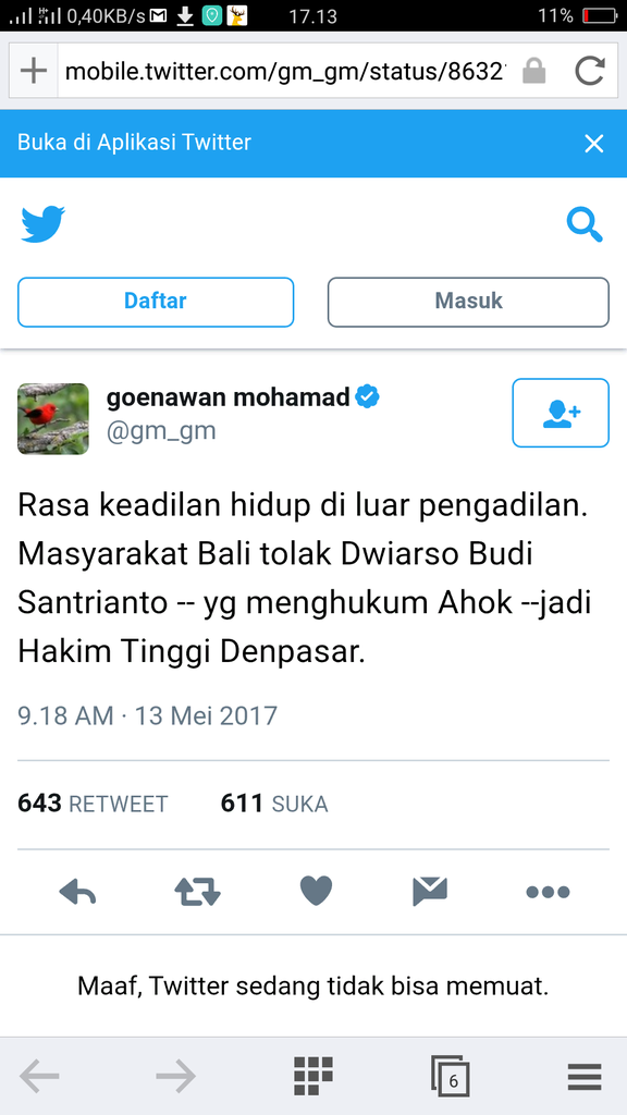 Goenawan Mohamad: Hakim yang Mengadili Ahok Ditolak Masyarakat Bali