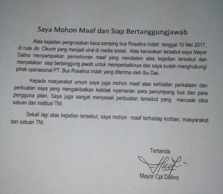 Mayor Dalino Minta Maaf, TNI Tetap Usut Perusakan Kaca Bus