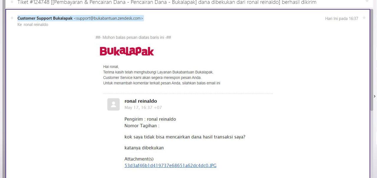 Tolong uang saya dirampok bukalapak