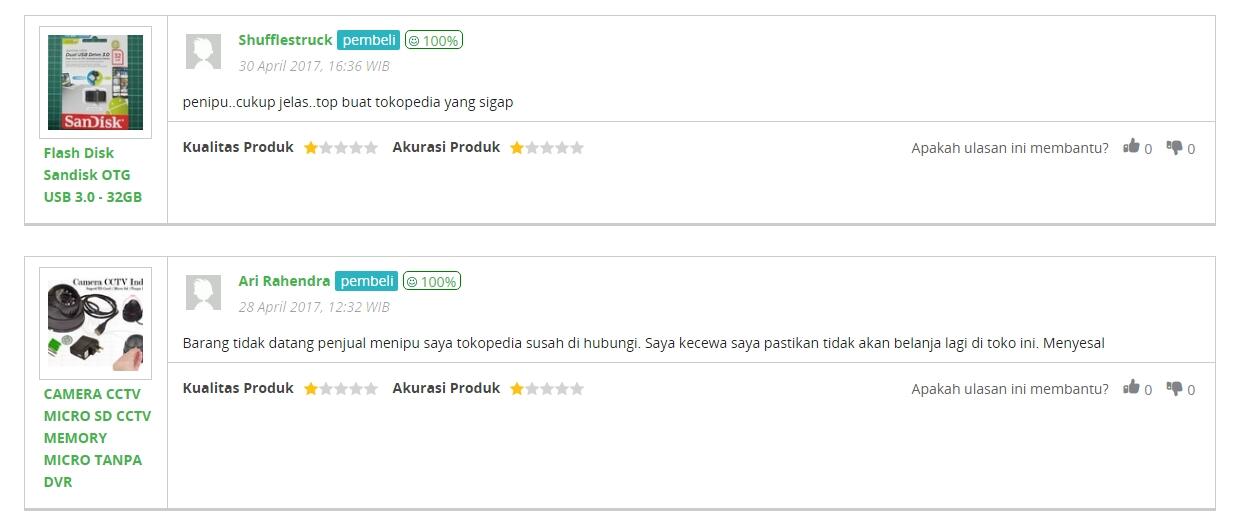 Laporan penipuan di tokopedia tidak dihiraukan, Tokopedia melindungi Penjual Penipu