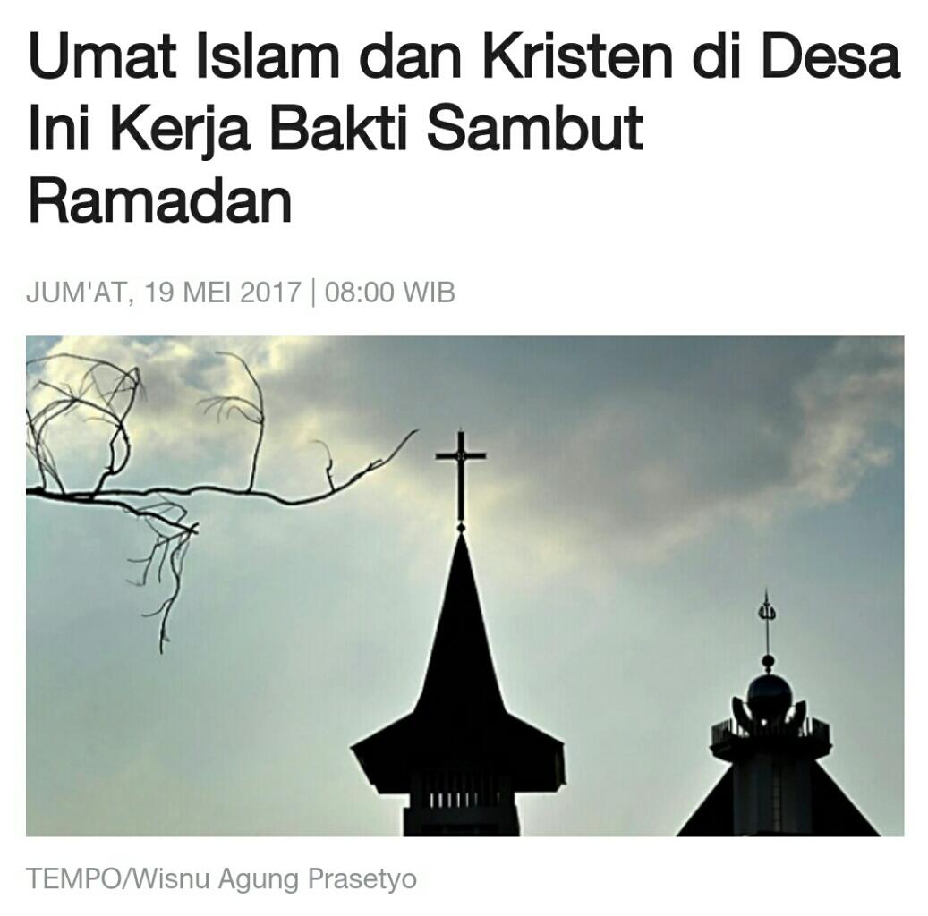 Umat Islam dan Kristen di Desa Ini Kerja Bakti Sambut Ramadan