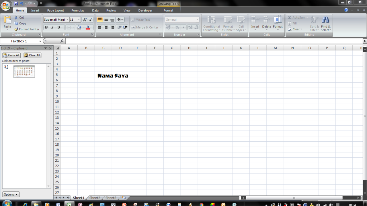 Cara edit font coc bayangan ke bawah dan Outline dengan excel