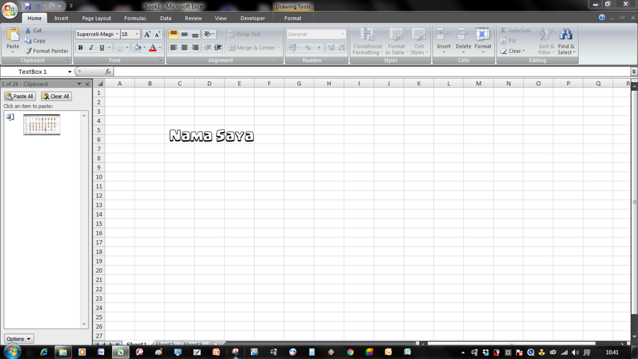 Cara edit font coc bayangan ke bawah dan Outline dengan excel