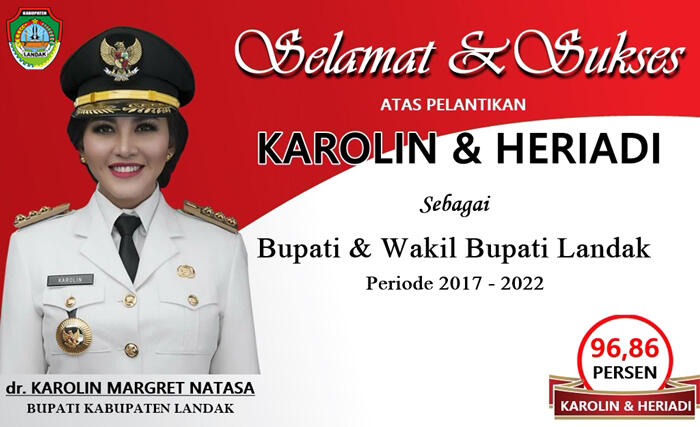 Pelantikan Karolin & Heriadi sebagai Bupati dan Wakil Bupati Landak