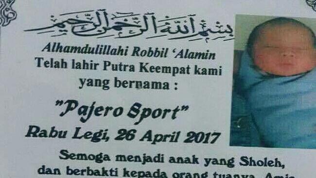 So Cute, Anak Laki-laki Ini Bernama Pajero Sport