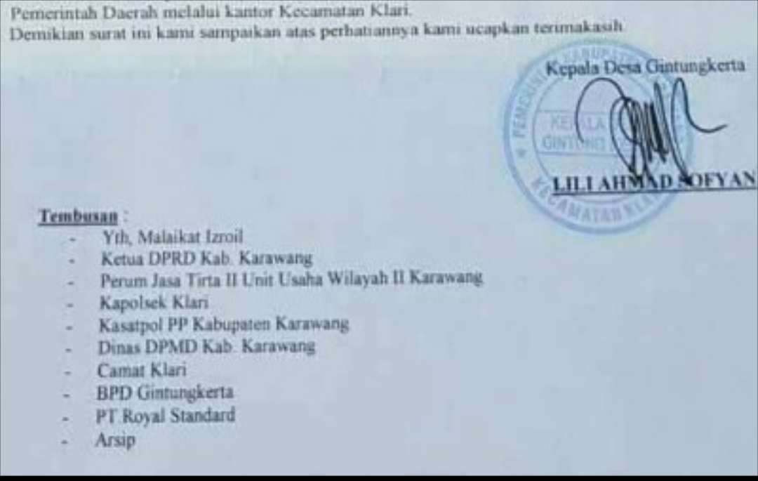 Alasan Kepala Desa Surati Bupati Cantik dengan Tembusan ke Malaikat Izroil