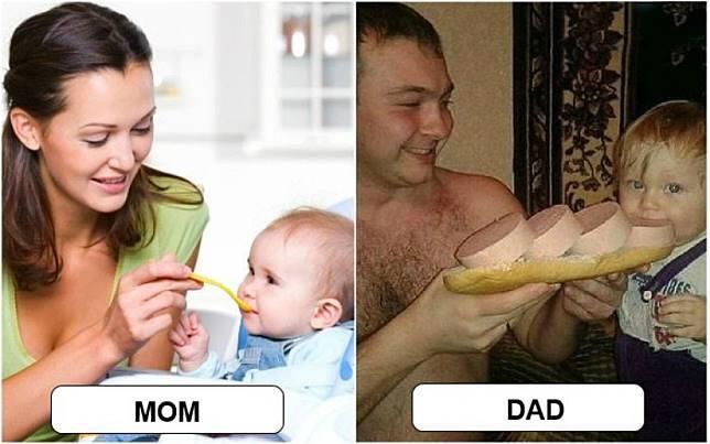 Perbedaan Lucu antara Ayah dan Ibu Dalam Hal Mengasuh Anak