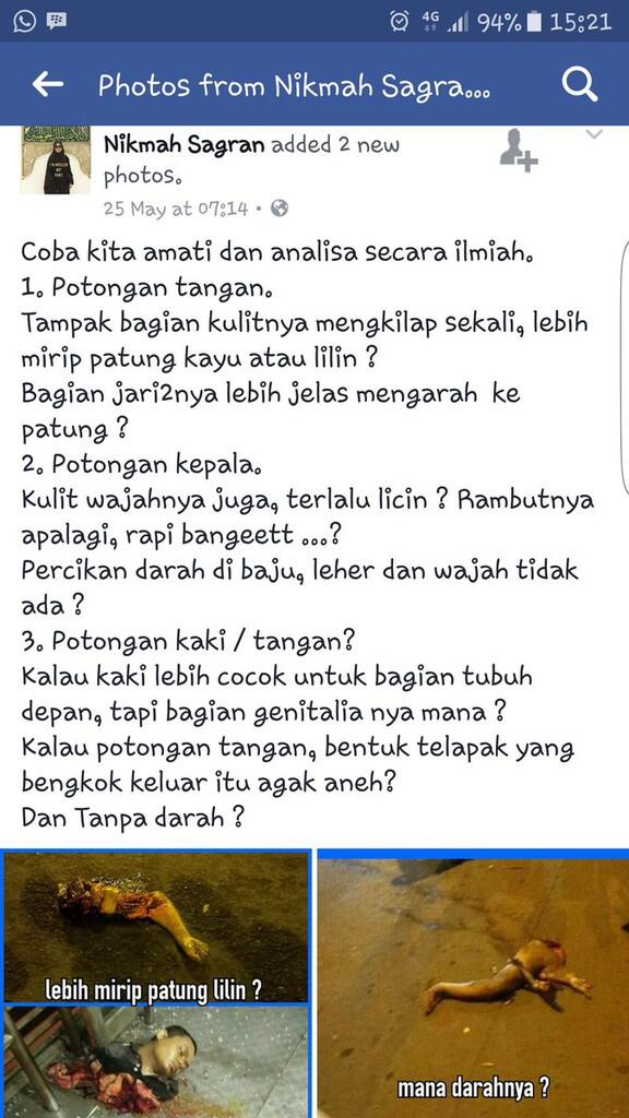 Sebut Mayat Bom Bunuh Diri Cuma Plastik, Astaghfirullahaladzim