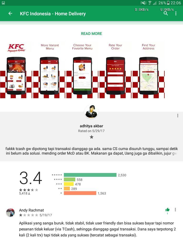 Aplikasi Cacat KFC Home Delivery