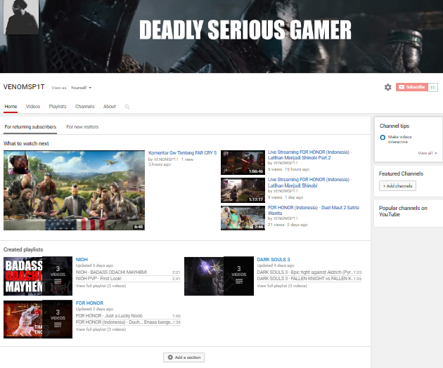 Channel Youtube untuk Gamer Serius