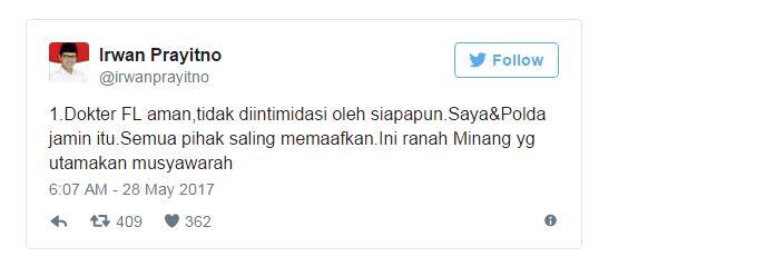 Dokter yang Diintimidasi di Solok, Diamankan ke Jakarta