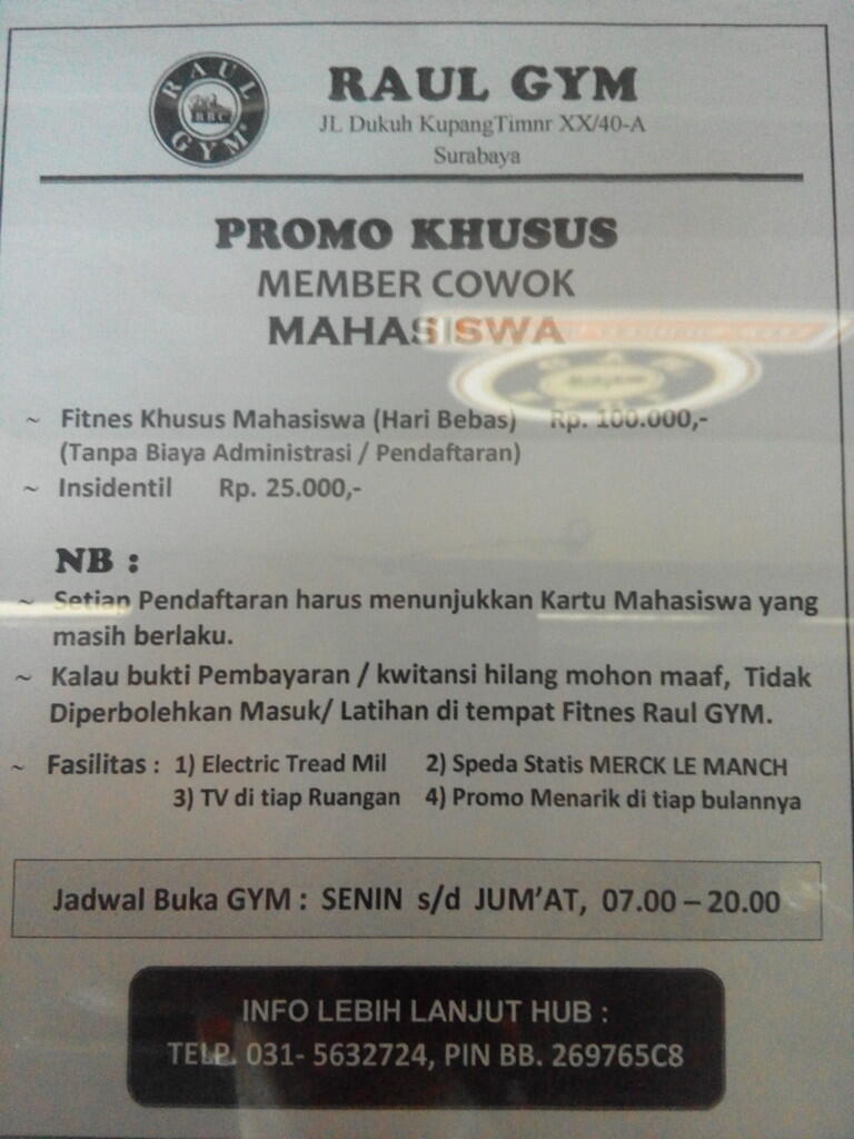 RAUL GYM - Fitness , Aerobic , Cafe &#91; Dukuh Kupang - Surabaya Barat &#93;