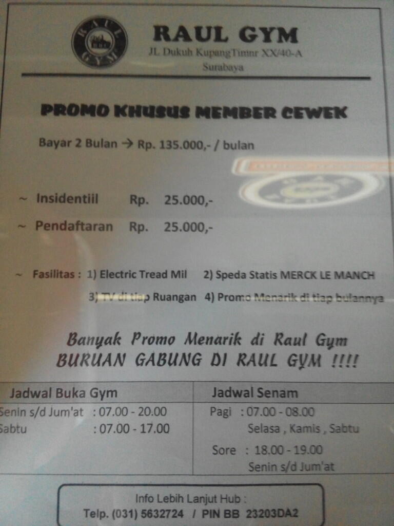RAUL GYM - Fitness , Aerobic , Cafe &#91; Dukuh Kupang - Surabaya Barat &#93;