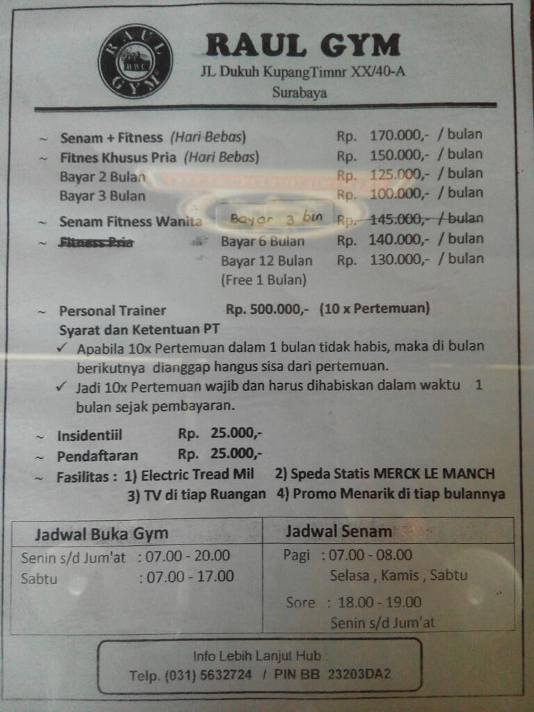 RAUL GYM - Fitness , Aerobic , Cafe &#91; Dukuh Kupang - Surabaya Barat &#93;
