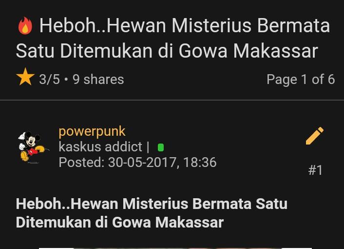 Heboh..Hewan Misterius Bermata Satu Ditemukan di Gowa Makassar