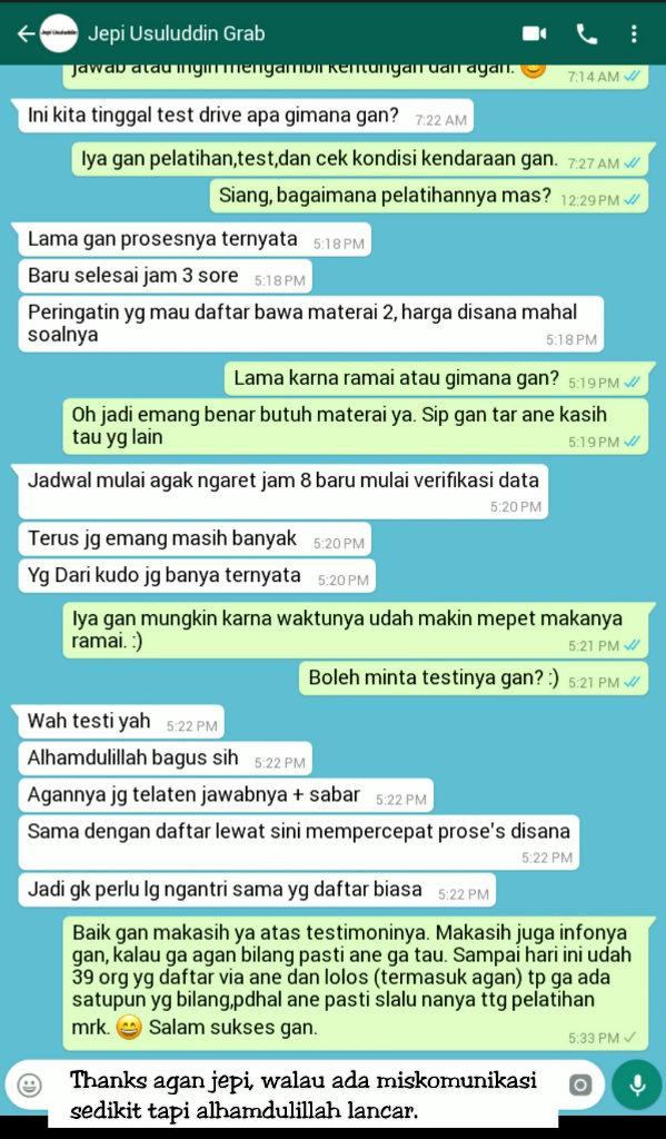 &#91;GRAB&#93; Lowongan Mitra Pengemudi