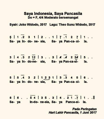 Terbaik!!! presiden joko widodo menulis lagu saya indonesia saya pancasila.
