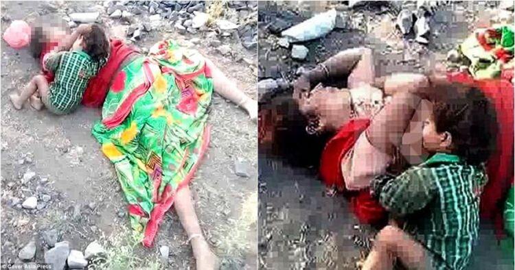 Potret haru balita yang menangis sambil menyusu ke mayat ibunya
