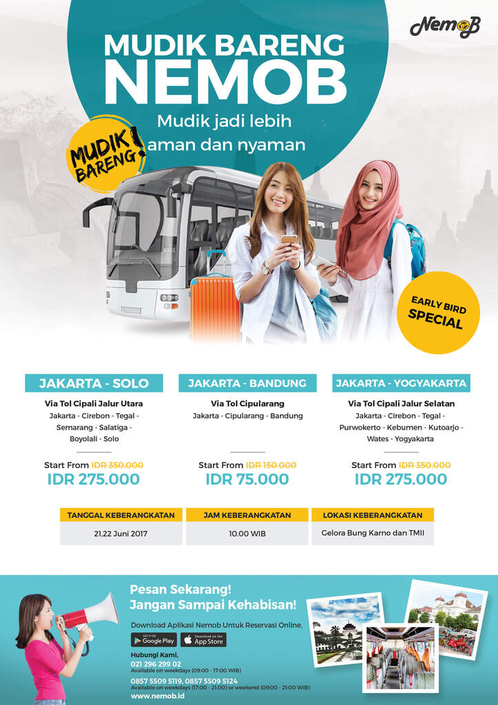 Mau mudik murah ke Bandung, Solo dan Jogja Mulai 75rb Cek Disini Gan