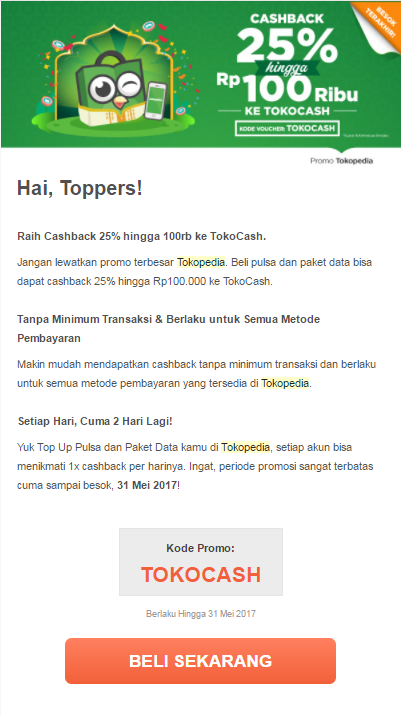 Hati-hati Tipuan Promo TOKOCASH TOKOPEDIA + CS yang KETERLALUAN!