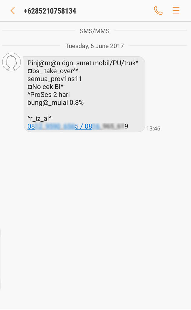 Kadang-kadang telemarketing SMS kalo uda desperate contohnya seperti ini