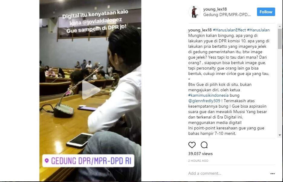 Curhat Young Lex di DPR: Lagu Tak Bisa Diputar hingga Pembajakan