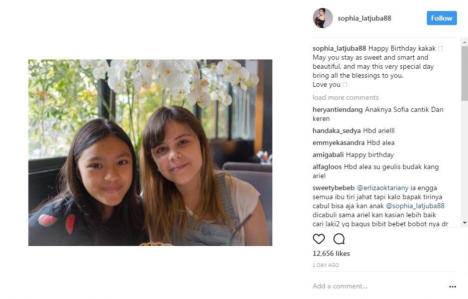 Manisnya, Ucapan Ultah Dari Sophia Latjuba untuk Putri Ariel