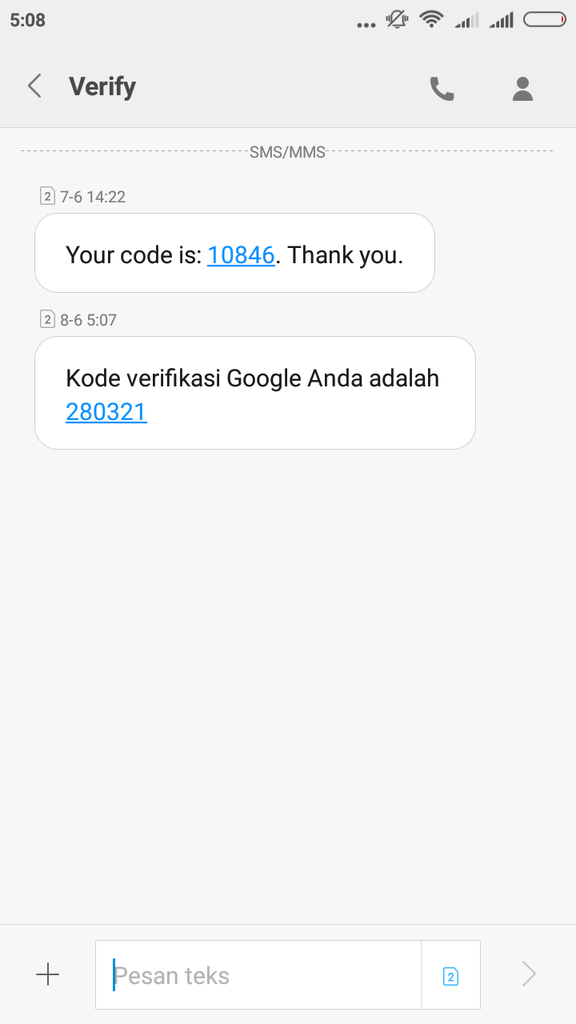 Dapat kode verifikasi misterius