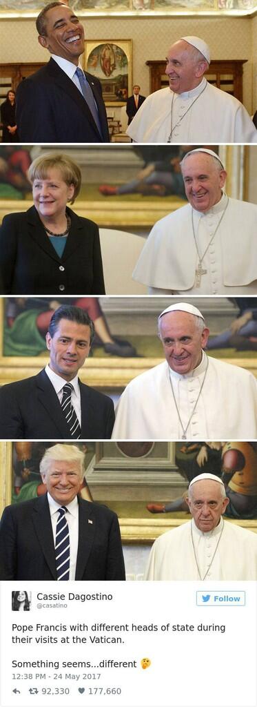 Ada Yang Aneh Dari Photo Pertemuan Donald Trump dan Paus Fransiskus