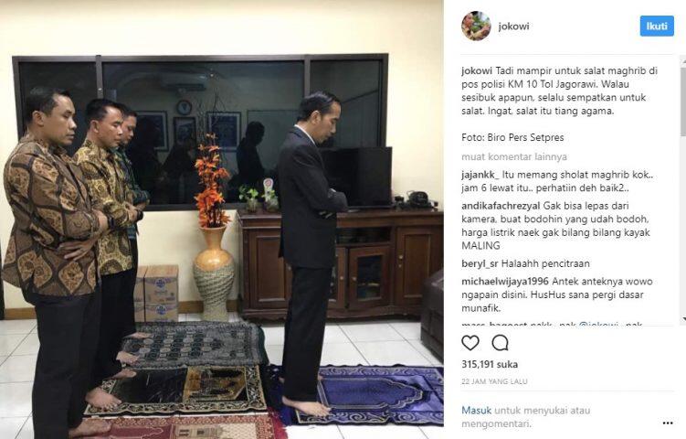 Jokowi Unggah Foto Shalat Maghrib, Netizen: Shalat Maghrib Kok Jam 12.?