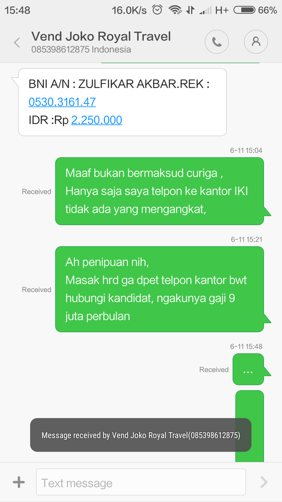 Penipuan recruitment PT industri Kapal Indonesia (Persero)