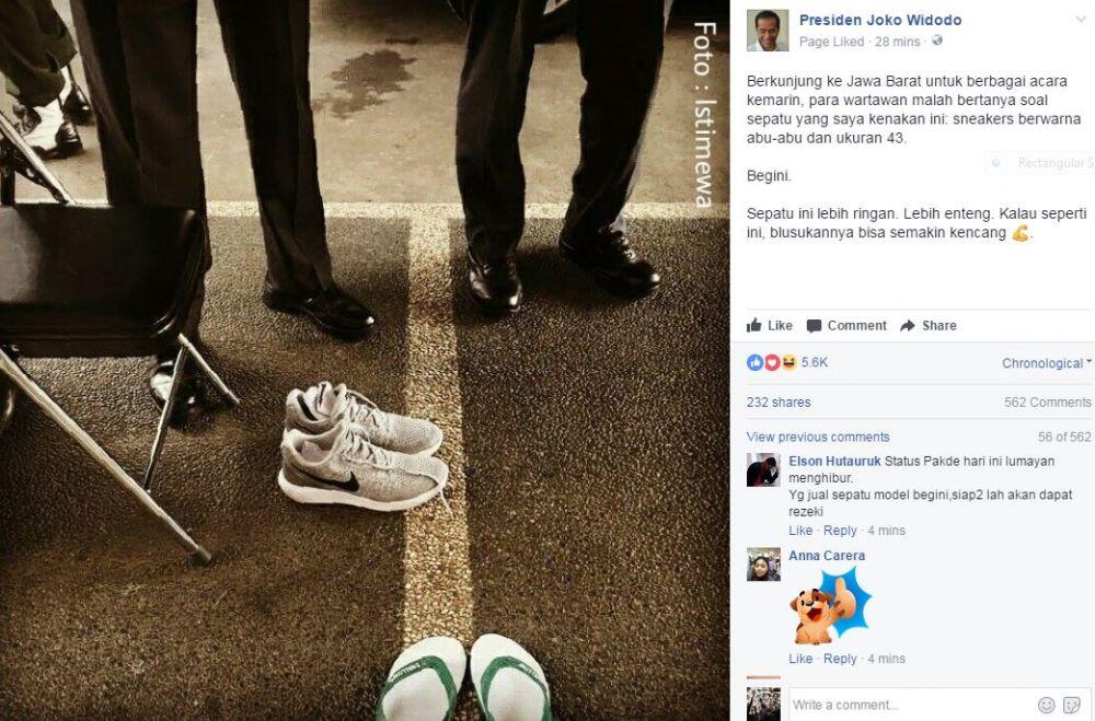 Ini alasan Jokowi pakai sepatu sneakers saat blusukan