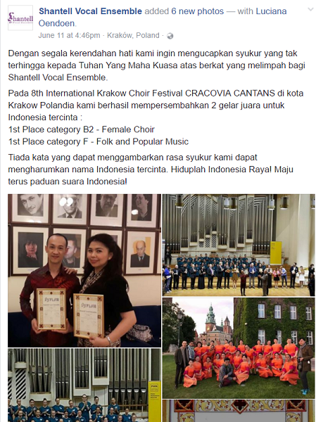 Paduan Suara Asal Indonesia Ini Jadi Juara di Polandia