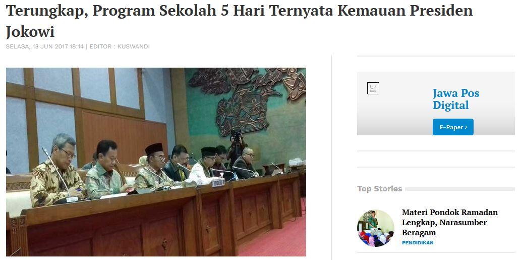 Terungkap, Program Sekolah 5 Hari Ternyata Kemauan Presiden Jokowi