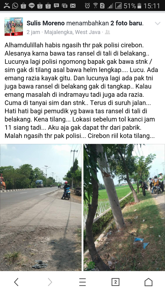udah gak dapat thr ,pemudik ini malah kena tilang di cerebon.sialll