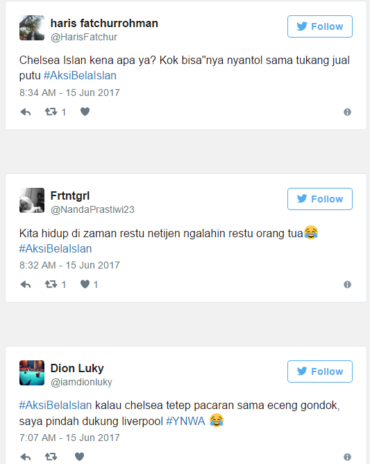 #AksiBelaIslan dari Netizen untuk Chelsea &amp; Bastian Steel