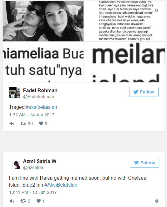 #AksiBelaIslan dari Netizen untuk Chelsea &amp; Bastian Steel