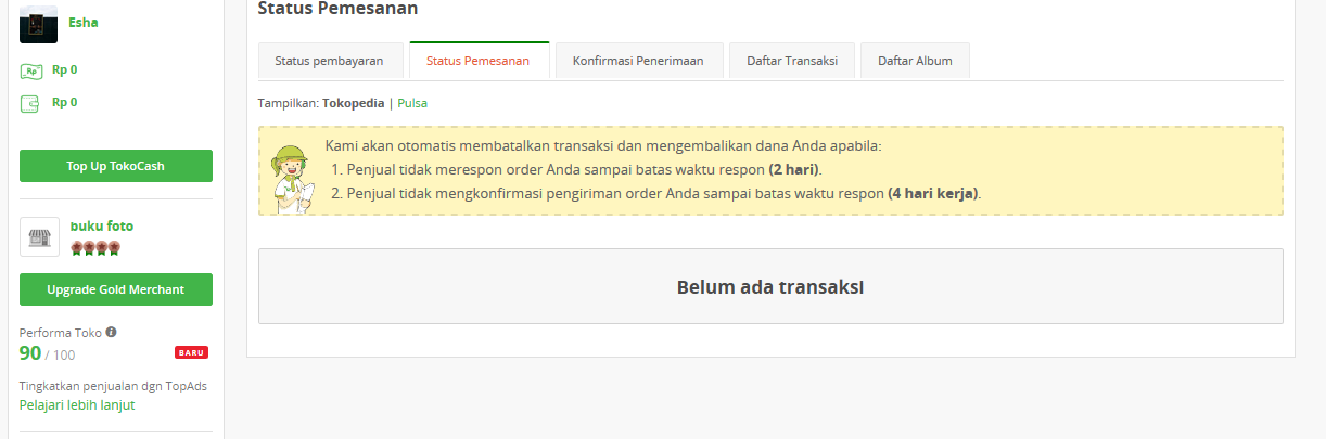 Transaksi di Tokopedia Gagal Checkout, Rekening sudah terdebet