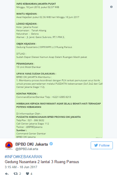 Kebakaran di Gedung DPR, Api Berasal dari Ruang Pansus