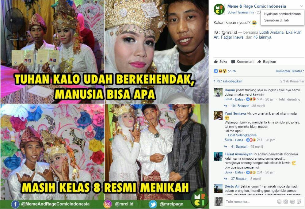 Heboh! Pasangan Remaja Baru Usia 15 tahun Sudah Menikah