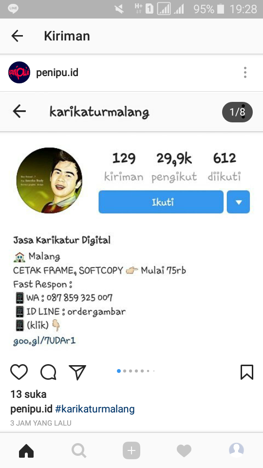 Jangan Pesan Karikatur instagram @karikaturmalang atau @karya_digital