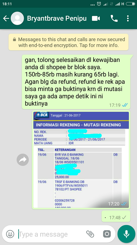 Penipuan oleh akun Bryantbrave