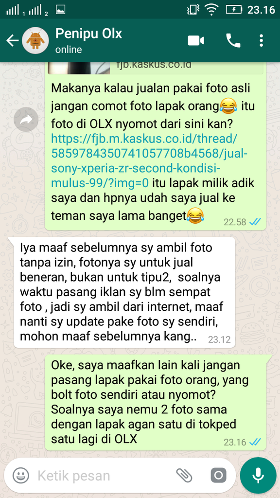 Hati-hati Penipuan OLX Xperia ZR Bandung