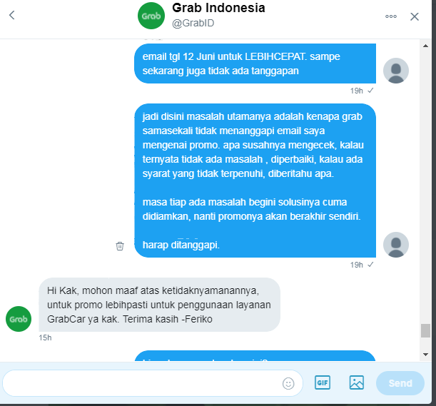  Customer service GRAB mengecewakan.Keluhan customer diabaikan begitu saja. 