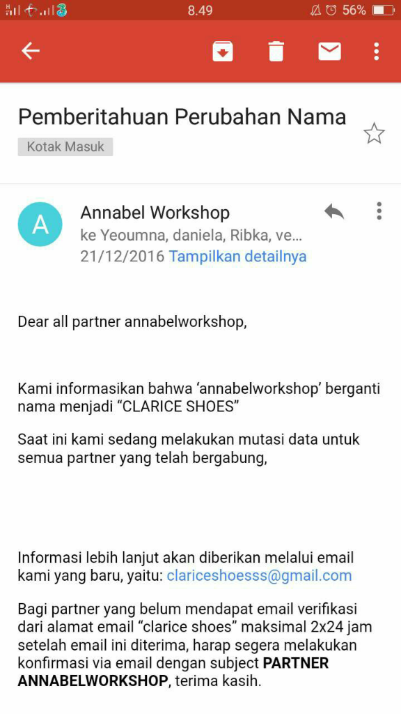 Konfirmasi : Annabelshoes Bukan Bagian Dari Clariceshoes Vendor Custom Shoes Bandung