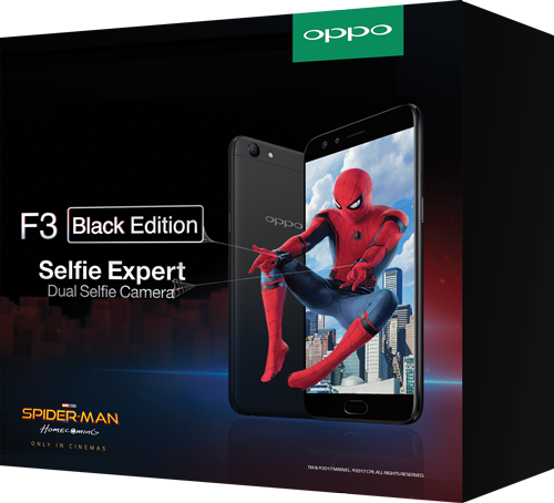 OPPO F3 Black Edition; Spider-Man: Homecoming Limited Collection Pack!